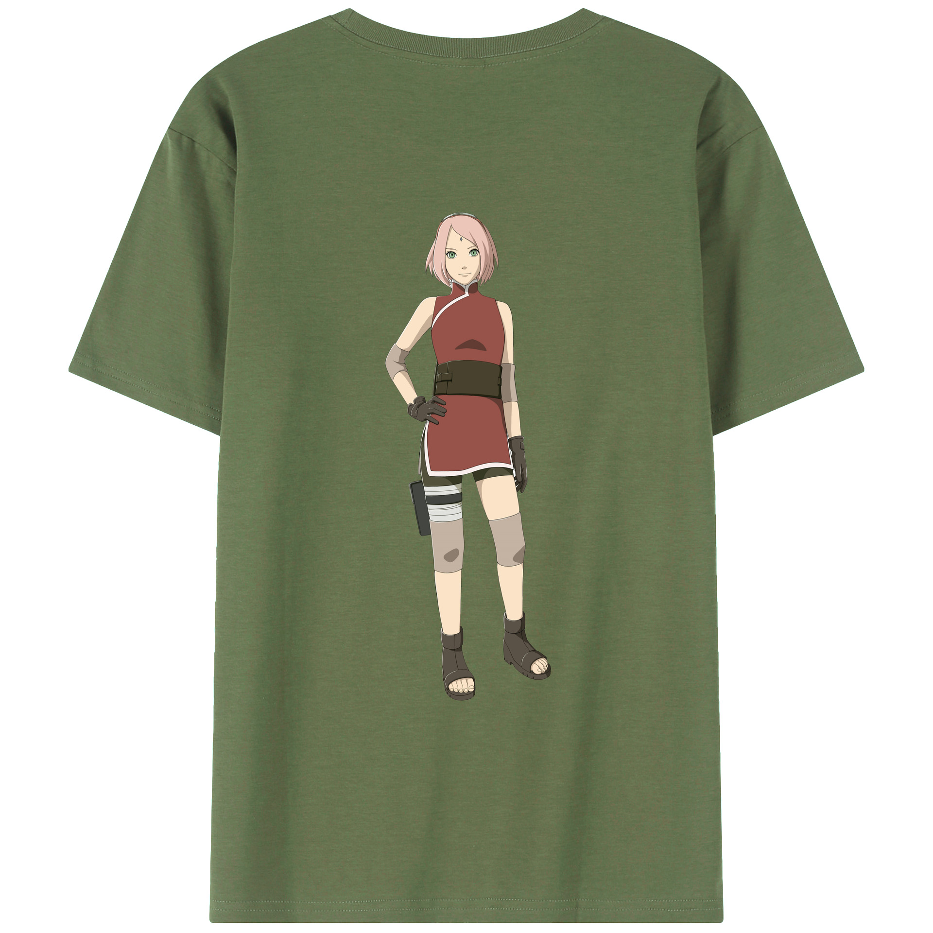 （画像用） NARUTO -ナルト- 春野サクラ Haruno Sakura 綿100％ メンズ半袖Tシャツ（バックプリント） 通気性